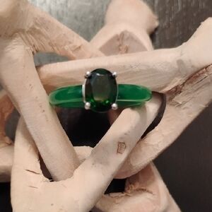 Green Jade Chrome Diopside 925 Sterling Silver Ring